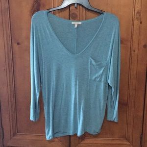 Anthropologie Bordeaux V-neck 3/4 Jersey Knit Top